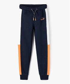 pantalon de jogging avec bandes colorees sur les cotes garcon bleuJ306701_1
