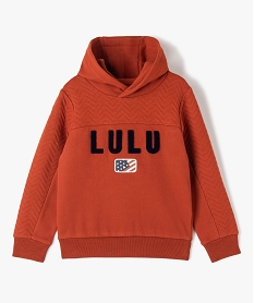 sweat a capuche garcon avec inscription en relief - lulucastagnette orangeJ309201_1