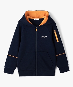 GEMO Sweat à capuche zippé en maille fine  garçon navy