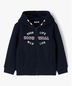 GEMO Sweat à capuche zippé en polaire doublé sherpa garçon navy
