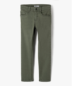 pantalon uni extensible coupe slim garcon vert pantalonsJ313201_1