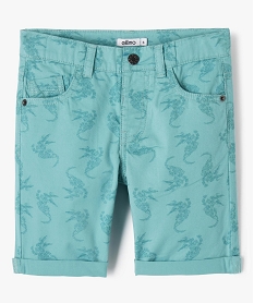 GEMO Bermuda en toile avec motifs ton sur ton garçon vert standard