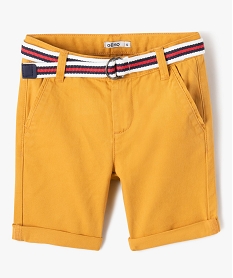 GEMO Bermuda en coton avec ceinture tricolore garçon jaune standard