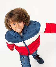 GEMO Blouson à capuche matelassé et doublé polaire garçon Rouge