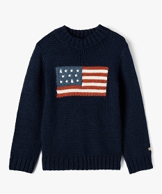 pull en maille avec drapeau americain garcon - lulucastagnette bleuJ319801_1