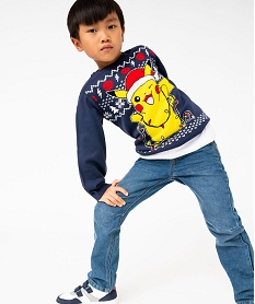 GEMO Pull de Noël avec motif Pikachu garçon - Pokemon Bleu