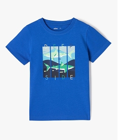 GEMO Tee-shirt garçon à manches courtes avec motif estival bleu standard