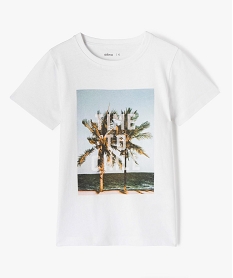 GEMO Tee-shirt garçon à manches courtes avec motif estival blanc standard