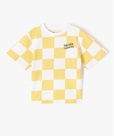 GEMO Tee-shirt à manches courtes à motif damier garçon jaune standard