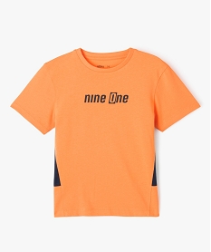 GEMO Tee-shirt droit à manches courtes et empiècements garçon Orange