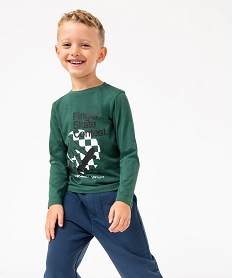 GEMO Tee-shirt à manches longues avec inscription garçon vert standard