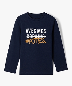 GEMO Tee-shirt à manches longues avec inscription garçon navy