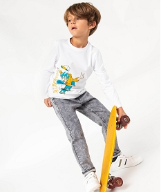 GEMO Tee-shirt à manches longues avec motif garçon blanc standard