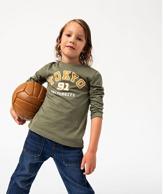 GEMO Tee-shirt à manches longues avec motif XXL garçon kaki standard