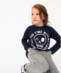 GEMO Tee-shirt à manches longues avec motif XXL garçon noir chine