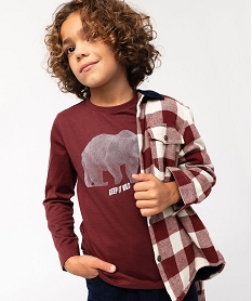 GEMO Tee-shirt à manches longues avec motif tactile garçon Rouge