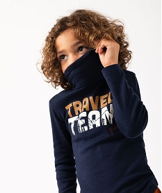 GEMO Tee-shirt à manches longues et col roulé avec motif garçon noir chine
