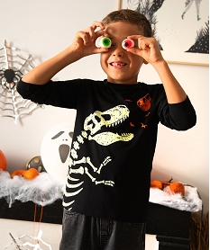 GEMO Tee-shirt à manches longues avec motif dino phosphorescent garçon Noir
