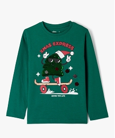 GEMO Tee-shirt à manches longues spécial Noël avec sequins magiques garçon Vert
