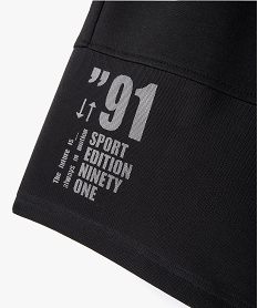 bermuda de sport bi-matieres avec ceinture elastique garcon noirJ330001_3