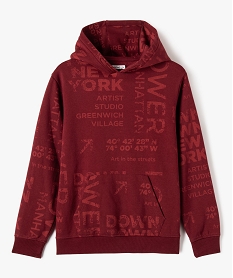 GEMO Sweat molletonné à capuche garçon Rouge