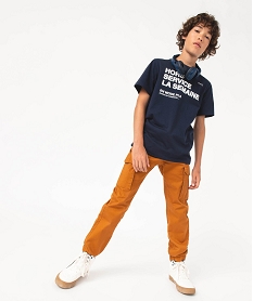 GEMO Pantalon en toile coupe jogger slim garçon marron vif