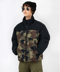 blouson matelasse a motif camouflage garcon multicoloreJ338901_1