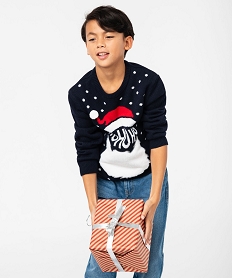 GEMO Pull de Noël avec motif peluche garçon Bleu