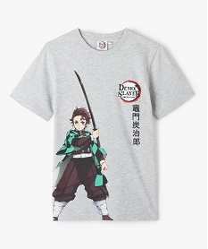 GEMO Tee-shirt à manches courtes à motifs manga garçon - Demon Slayer Gris