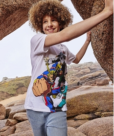 GEMO Tee-shirt droit manches courtes imprimé garçon - My Hero Academia blanc vif