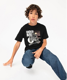 GEMO Tee-shirt à manches courtes imprimé garçon Noir