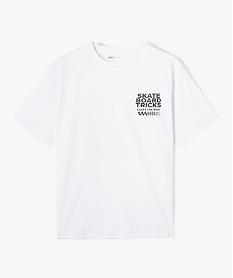 GEMO Tee-shirt à manches courtes à motif skate garçon blanc standard
