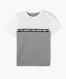 GEMO Tee-shirt manches courtes bicolore garçon gris standard