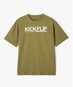 GEMO Tee-shirt à manches courtes en coton avec inscription skate garçon vert standard