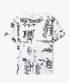 GEMO Tee-shirt à manches courtes avec inscription streetwear garçon blanc vif