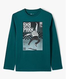 GEMO Tee-shirt à manches longues avec inscription sur une manche garçon vert standard