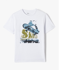GEMO Tee-shirt à manches courtes avec motif streetwear garçon blanc vif
