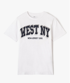 GEMO Tee-shirt à manches courtes avec inscription garçon blanc vif