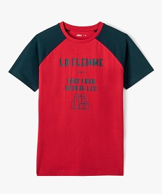 GEMO Tee-shirt à manches courtes bicolore avec message garçon Rouge