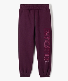 pantalon de jogging fille avec inscription sur le cote violet pantalonsJ350901_1