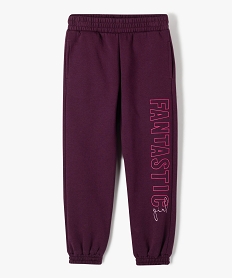 GEMO Pantalon de jogging fille avec inscription sur le côté Violet