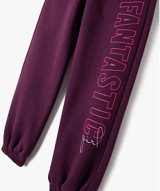 pantalon de jogging fille avec inscription sur le cote violet pantalonsJ350901_2