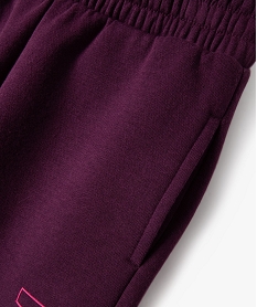pantalon de jogging fille avec inscription sur le cote violet pantalonsJ350901_3