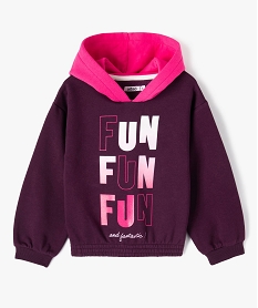 sweat fille a capuche avec inscription scintillante violetJ352701_1