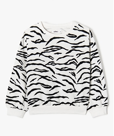 GEMO Sweat ample imprimé intérieur molletonné fille imprime ecru