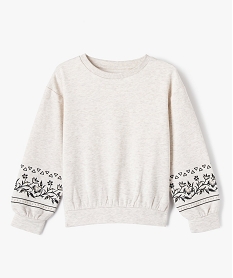 GEMO Sweat avec motifs brodés sur les manches fille Beige