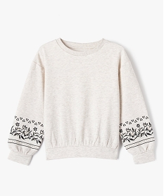 GEMO Sweat avec motifs brodés sur les manches fille Beige