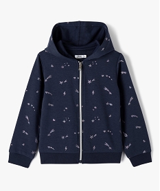 GEMO Sweat à capuche zippé à motifs pailletés fille noir chine