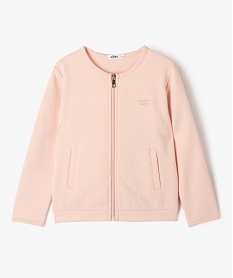 GEMO Sweat zippé à col rond avec motifs pailletés fille Rose