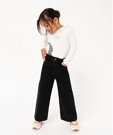 GEMO Jean Wide leg avec taille ajustable fille noir standard